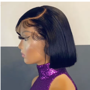 HD Transparent Straight Short Bob Glueless Human Hair Lace Front Wigs