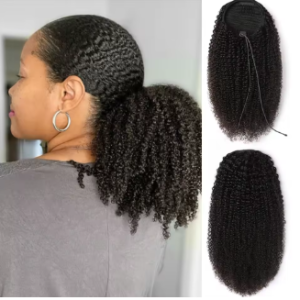 Afro Kinky Curly Drawstring Ponytail Human Hair Extensions
