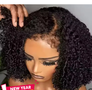 4C Edges Curly Bob Wigs Lace Front Wigs With Curly Baby Hair